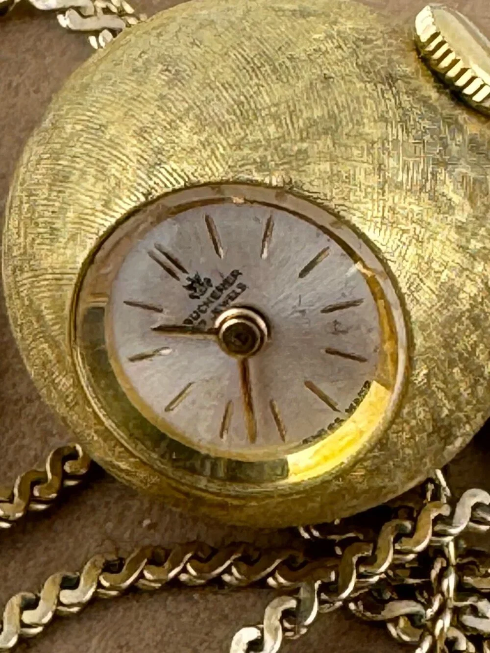 Vintage Bucherer Orb or also called Ball Watch with 30 inch necklace